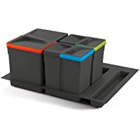 Emuca - Cubos de basura para cajón- cubos de reciclaje con base recortable- juego de contenedores alto 216mm con base…